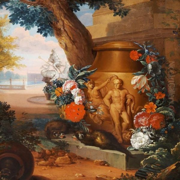 Palace Garden Oil Painting by Jan Weenix