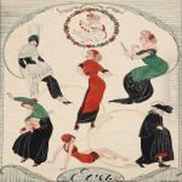 Six Different Women Types Oil Painting by Gerda Wegener