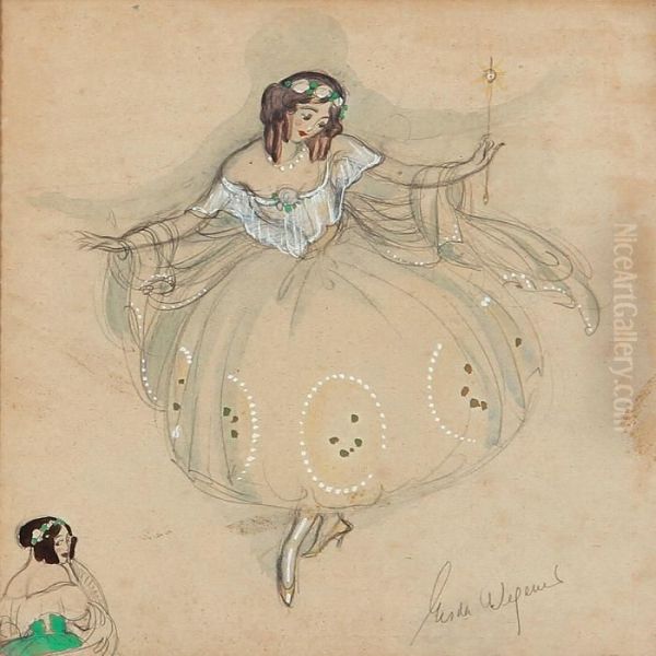 Sketch For Costume Oil Painting by Gerda Wegener