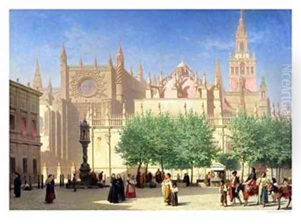 The Cathedral of Seville Oil Painting by Achille Zo