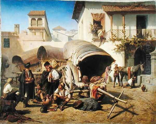 Posada San Rafael, Cordoba, c.1861 Oil Painting by Achille Zo