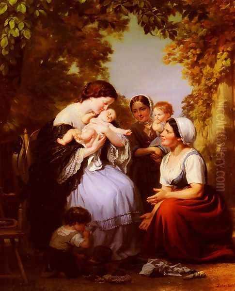 Maternité (Maternity) Oil Painting by Fritz Zuber-Buhler