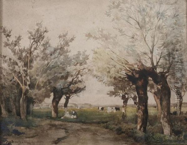 Cows In A Summer Landscape Oil Painting by Jan Hendrik Weissenbruch