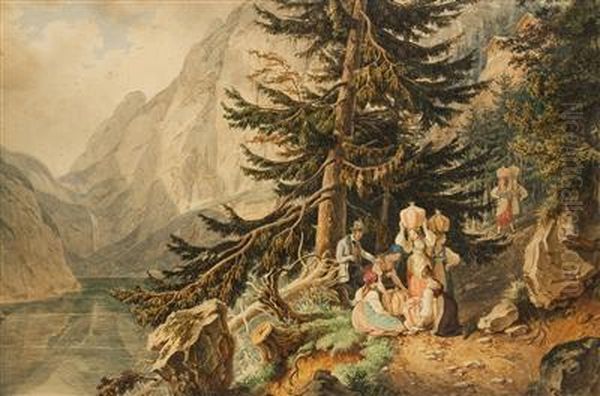 Resting In The Forest Oil Painting by Ernst Welker