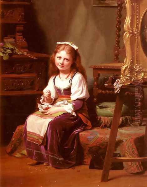 The First Cherries Oil Painting by Fritz Zuber-Buhler