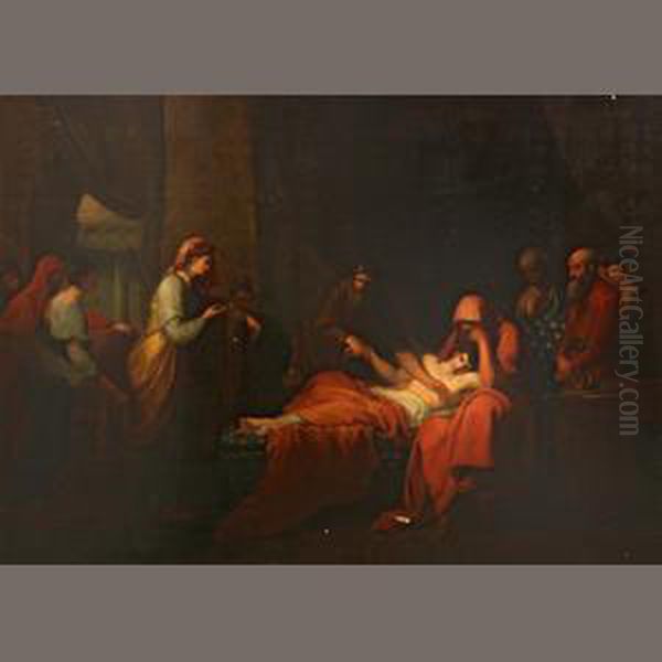 Erasistratus The Physician Discovers The Love Of Antiochus For Stratonice Oil Painting by Benjamin West