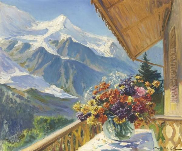 Mont Blanc, Switzerland Oil Painting by Constantin Alexandr. Westchiloff