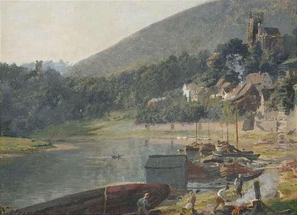 Blick Auf Neckarsteinach Bei Heidelberg Oil Painting by Karl Weysser