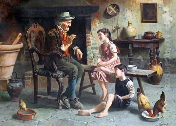 The Story Teller Oil Painting by Jules Zermati