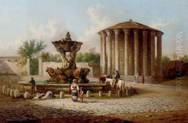 The Temple Of Vesta, Rome Oil Painting by Johann Zahnd