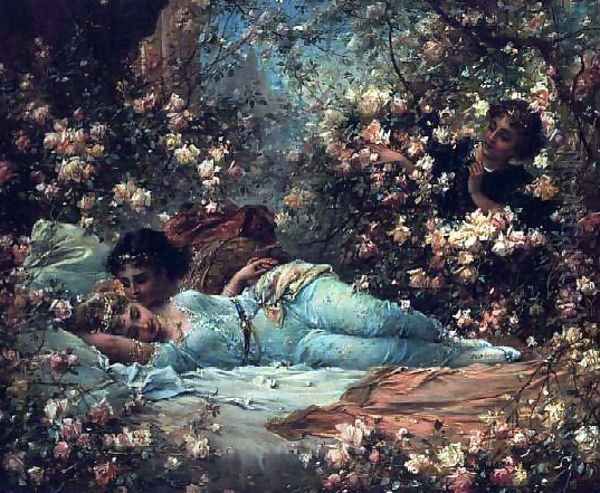 The Rose Bower Oil Painting by Hans Zatzka