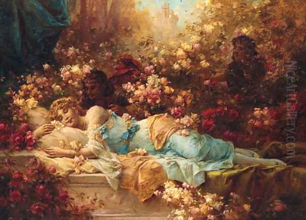 Sleeping Beauty Oil Painting by Hans Zatzka