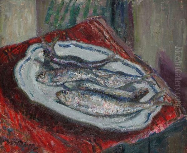 Nature Morte Aux Poissons Oil Painting by David O. Widhopff