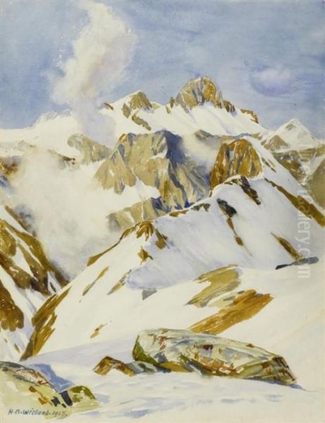 The Silvretta Group Oil Painting by Hans Beat Wieland