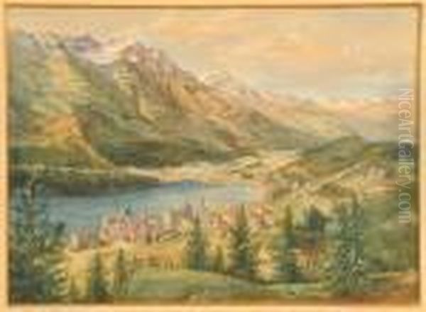 Veduta Di Saint Moritz Oil Painting by Hans Beat Wieland