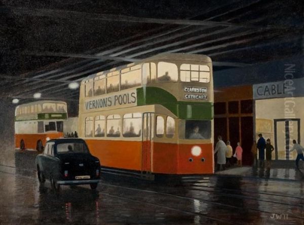 Glasgow Tram Oil Painting by John Carleton Wiggins