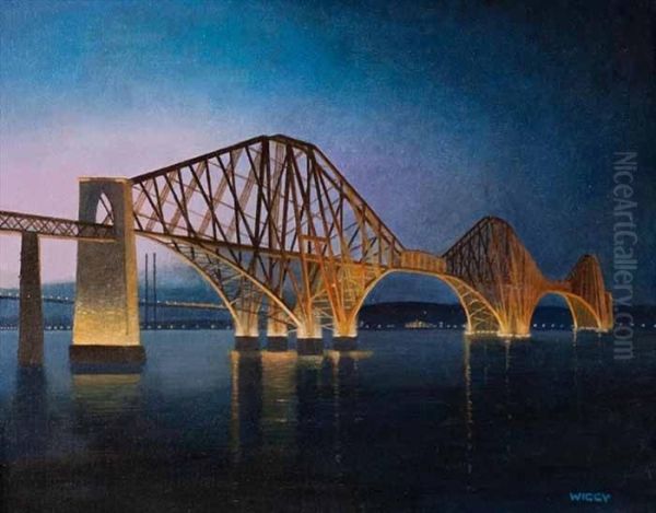 Forth Bridge Oil Painting by John Carleton Wiggins