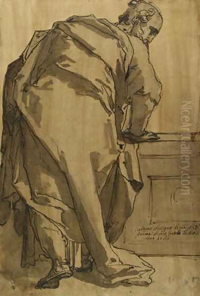 A Heavily Draped Apostle Seen from Behind Oil Painting by Taddeo Zuccaro