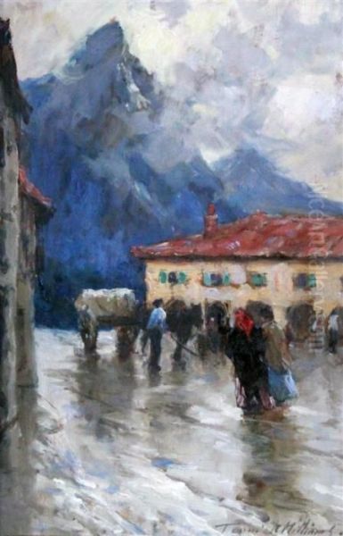 Italian Mountain Village Oil Painting by Terrick John Williams