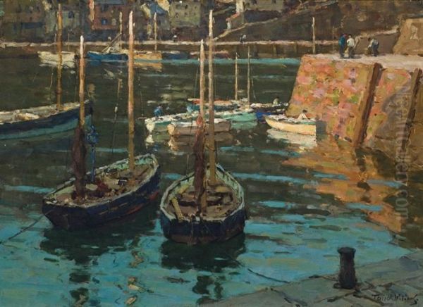 Harbor At Mevagissey Oil Painting by Terrick John Williams