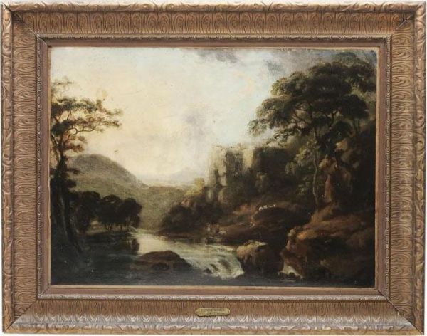 Landscape With Figures By A River Oil Painting by Richard Wilson