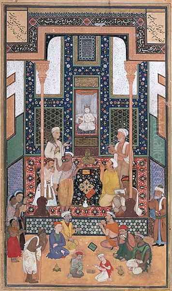 Sadi Visit to an Indian Temple, miniature from a Bustan (The Orchard) by Sadi, Bukhara, Western Uzbekistan, c.1531-32 Oil Painting by Shaykh Zada