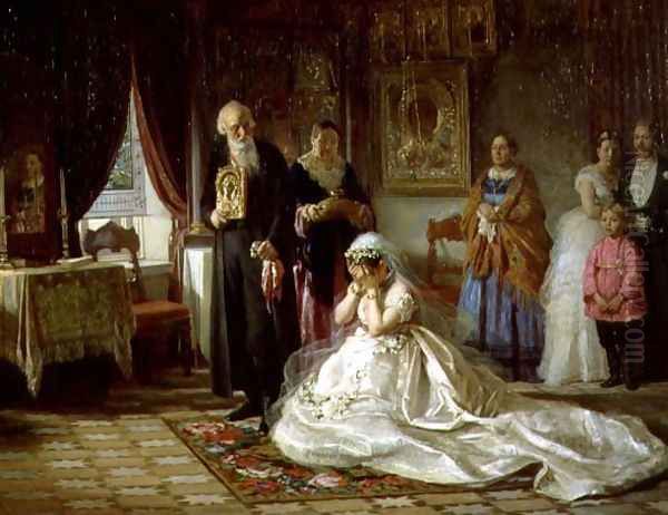 Before the Wedding, 1874 Oil Painting by Firs Sergeevich Zhuravlev