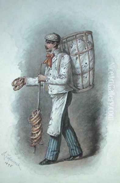 The Baker, 1895 Oil Painting by Gustav Zafaurek