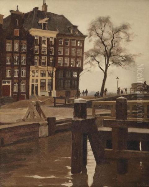 's-gravenhekje; The Kalkmarkt 
Seen From 's-gravenhekje Near The Prins Hendrikkade, Amsterdam Oil Painting by Willem Witsen