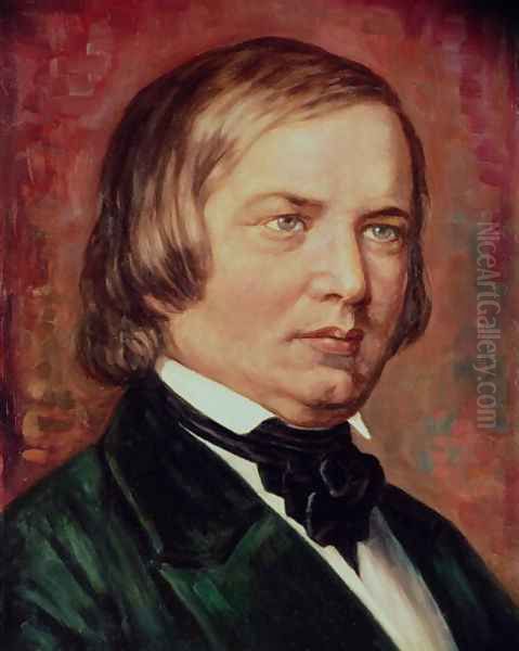 Portrait of Robert Schumann (1810-1856) Oil Painting by Gustav Zerner