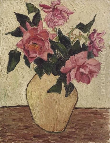 Roses In A Jar Oil Painting by Christopher Wood