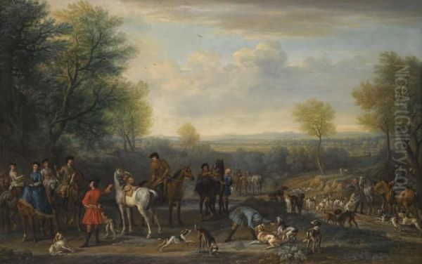 A Hunting Party Oil Painting by John Wootton