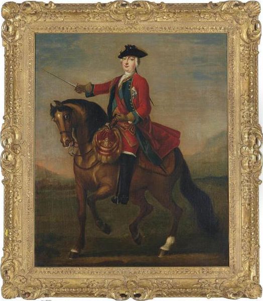 An Equestrian Portrait Of Prince
 William Augustus, Duke Of Cumberland Wearing The Uniform Of The Red 
Guards And The Ribbon And Star Of The Garter Oil Painting by John Wootton