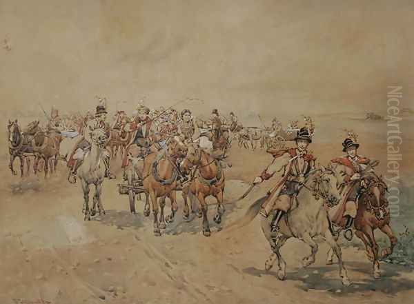 Cavalcade Oil Painting by Franciszek Zajchowski