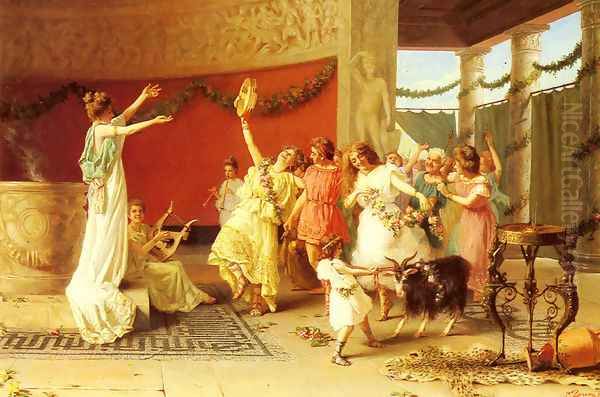 A Roman Dance Oil Painting by Guglielmo Zoochi