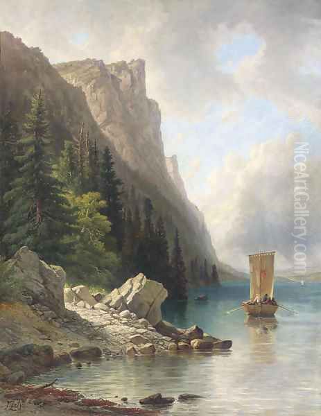 Ships approaching the Shore Oil Painting by Joseph Zelger