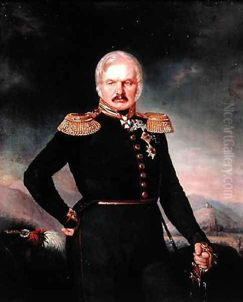 Portrait of General Alexei Ermolov (1816-27), c.1843 Oil Painting by Petr Zakharovich Zakharov-Chechenets