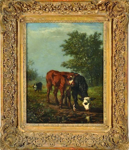 vaches Au Pre Oil Painting by Edouard Woutermaertens