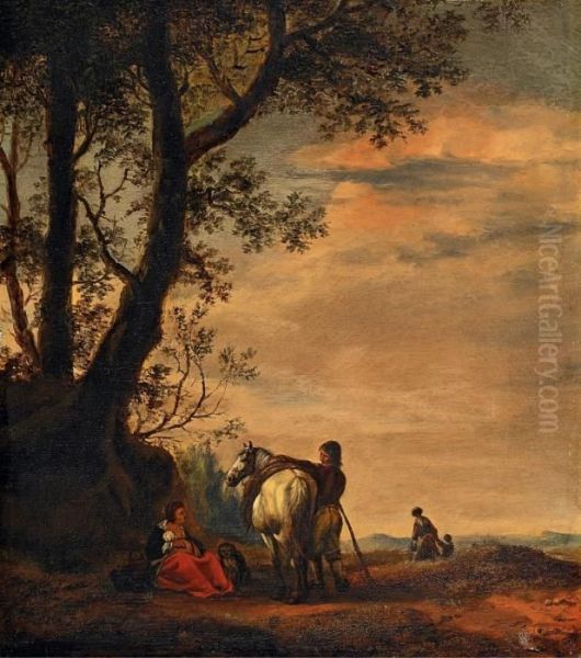 Landschaft Mit Pferd Oil Painting by Pieter Wouwermans or Wouwerman