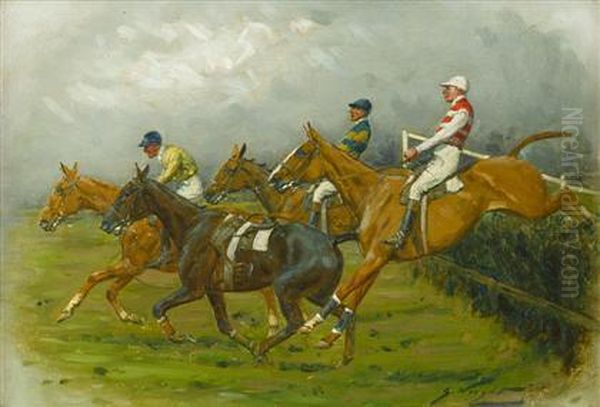 Clearing The Fence Oil Painting by George Wright