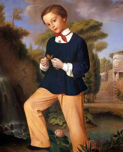 Portrait of a Boy from a Lombard noble family Oil Painting by Carlo Zatti