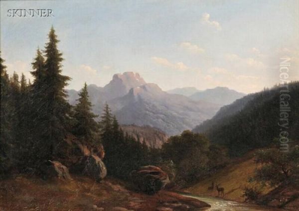 Mountain Landscape Oil Painting by Walther Wunnenberg