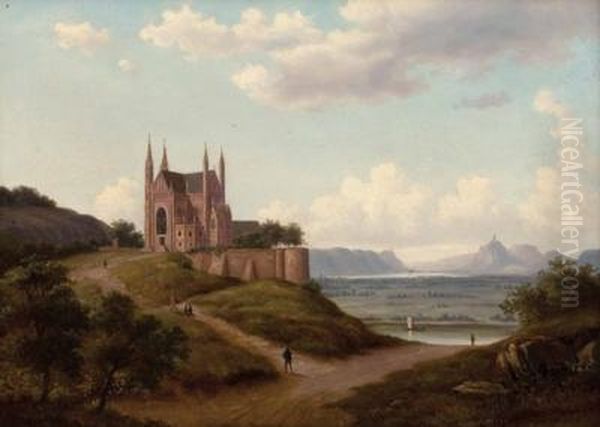 Die Apollinaris-kirche Bei Remagen Am Rhein Oil Painting by Walther Wunnenberg