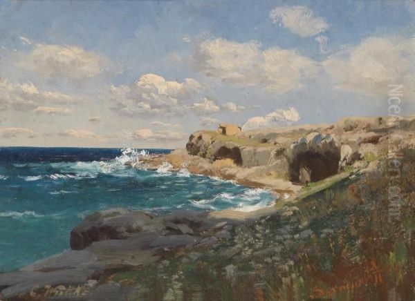 Coast Near Syracuse Oil Painting by Carl Wuttke