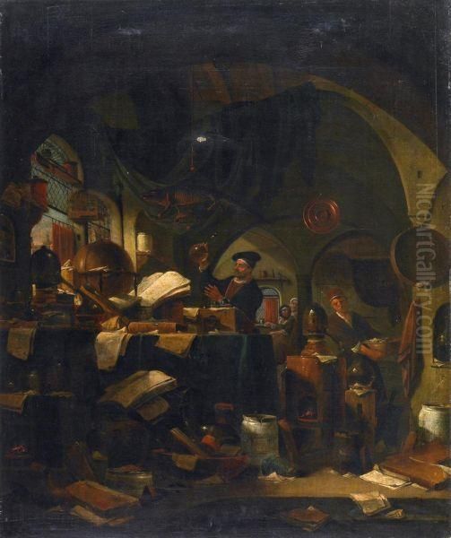 In The Alchemist's Workshop Oil Painting by Thomas Wyck