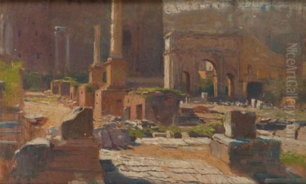 Forum Romanum Oil Painting by Feliks M. Wygrzywalski