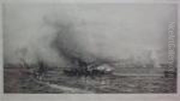 British Battleships, Jutland Oil Painting by William Lionel Wyllie