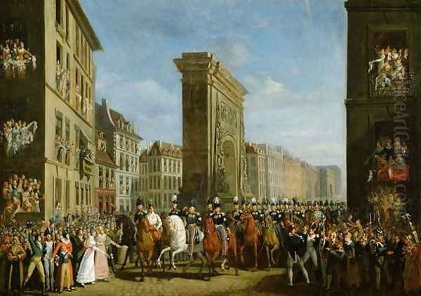 Passage of Allied Sovereigns in Front of the Porte Saint-Denis Oil Painting by Jean Zippel