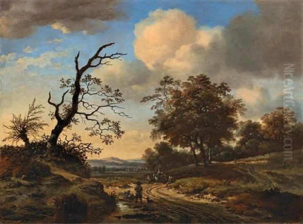 Landschaft Mit Einem Weg Am Waldrand Oil Painting by Jan Wijnants