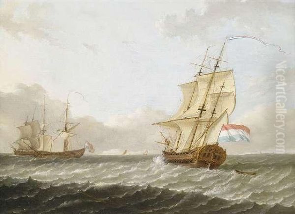 Segelschiffe Auf Hoher See Oil Painting by Franciscus Xaverius Xavery